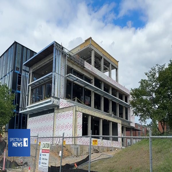 A screengrab from Spectrum News 1 of The Dot Experience construction.