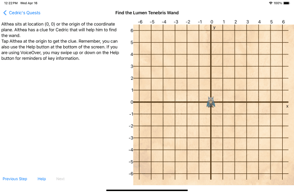 A screenshot of the "Find the Lumen Tenebris Wand" quest. On the right is a coordinate plane with Aleithia in the middle. On the left is a block of text prompting the user to locate a wand.
