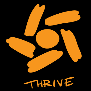 APH Annual Meeting 2025 Logo. The word Thrive is written below an abstract sun with a circle in the center and five paint streaks surrounding it like sunbeams.