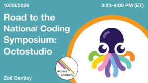 Text reads "Road to the National Coding Symposium: Octostudio" alongside a carton octopus.