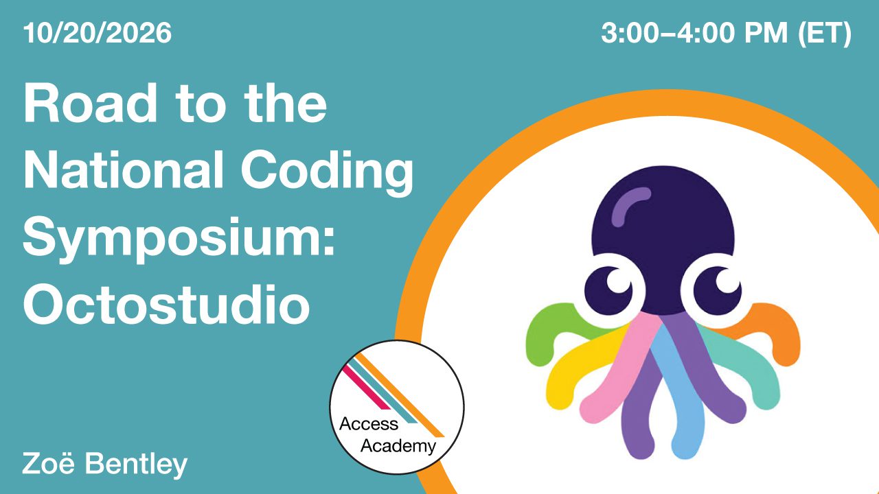 Text reads "Road to the National Coding Symposium: Octostudio" alongside a carton octopus.