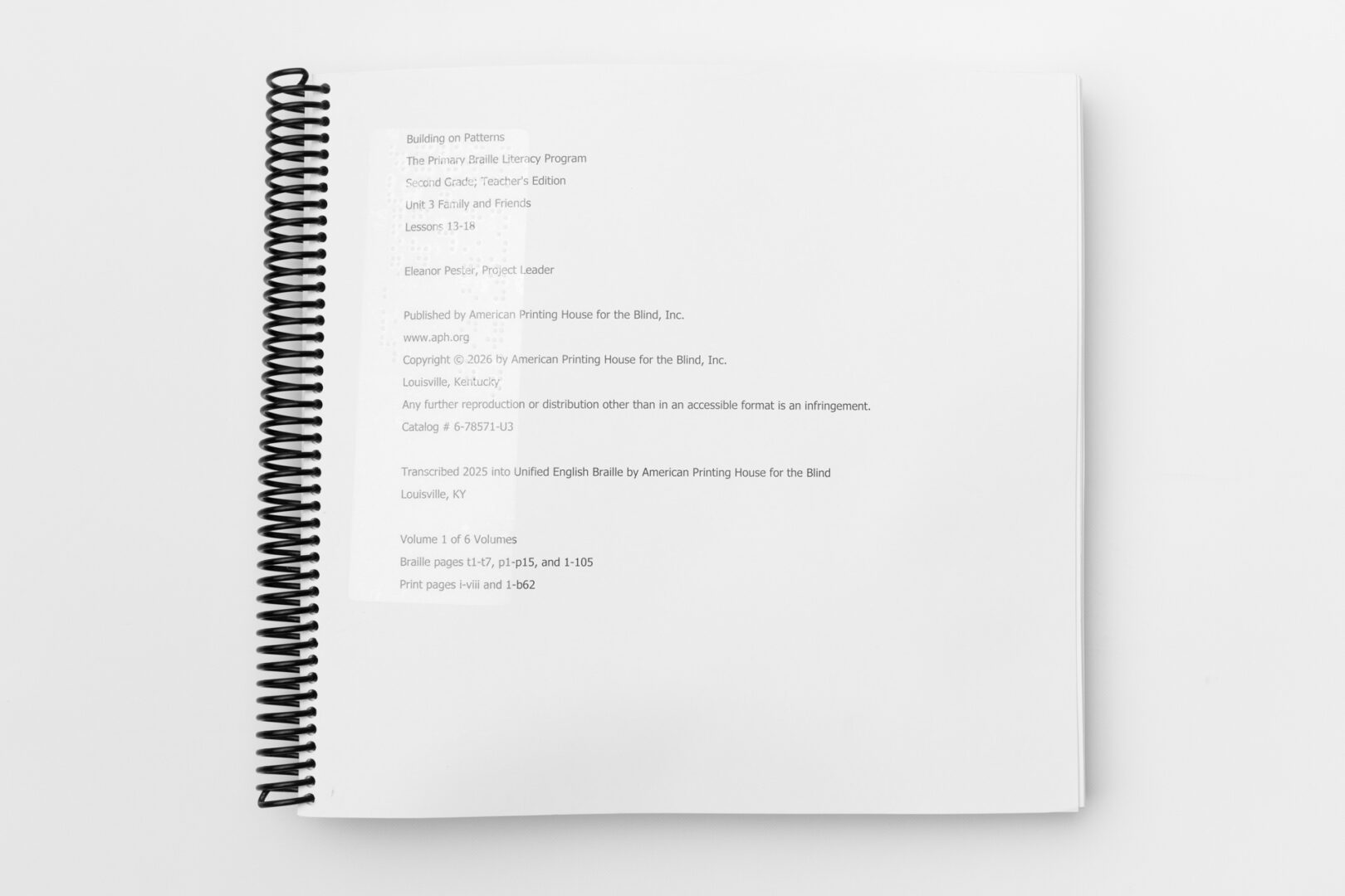 A top-down shot of the BOP 2nd Grade Unit 3 Braille Teacher's Kit cover.
