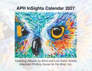 A colorful pastel artwork of an owl with yellow eyes. It reads 